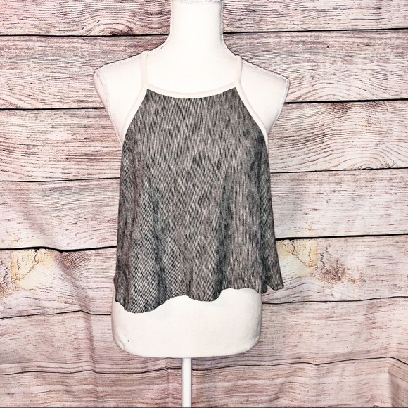 Zara Knit Black and White Cropped Flowy Tank Top Size S - Picture 1 of 8